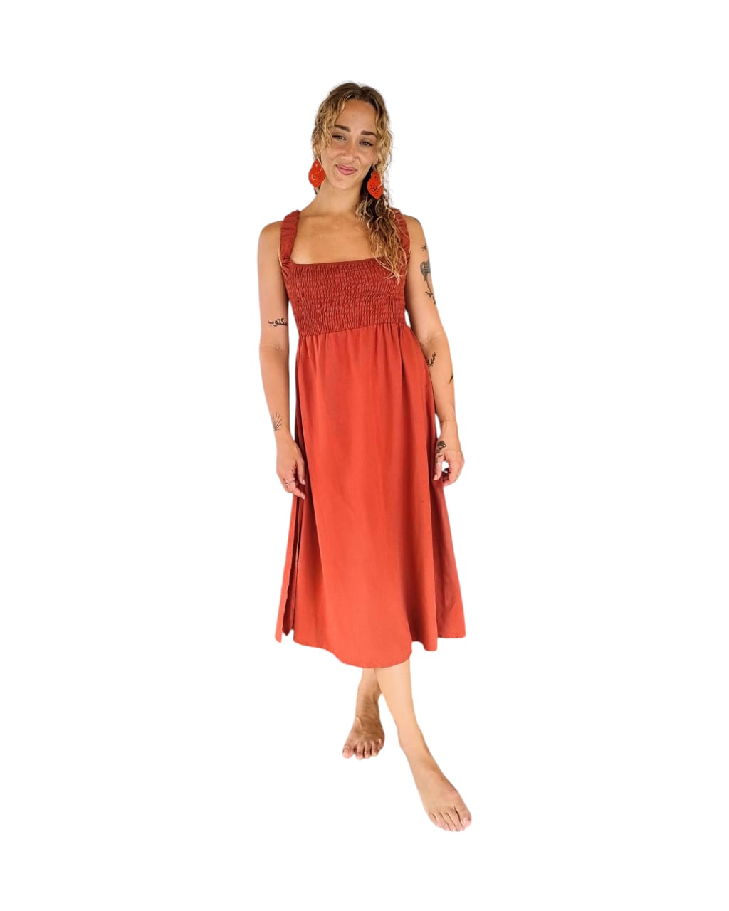 vestido lino/viscosa tirantes elasticos